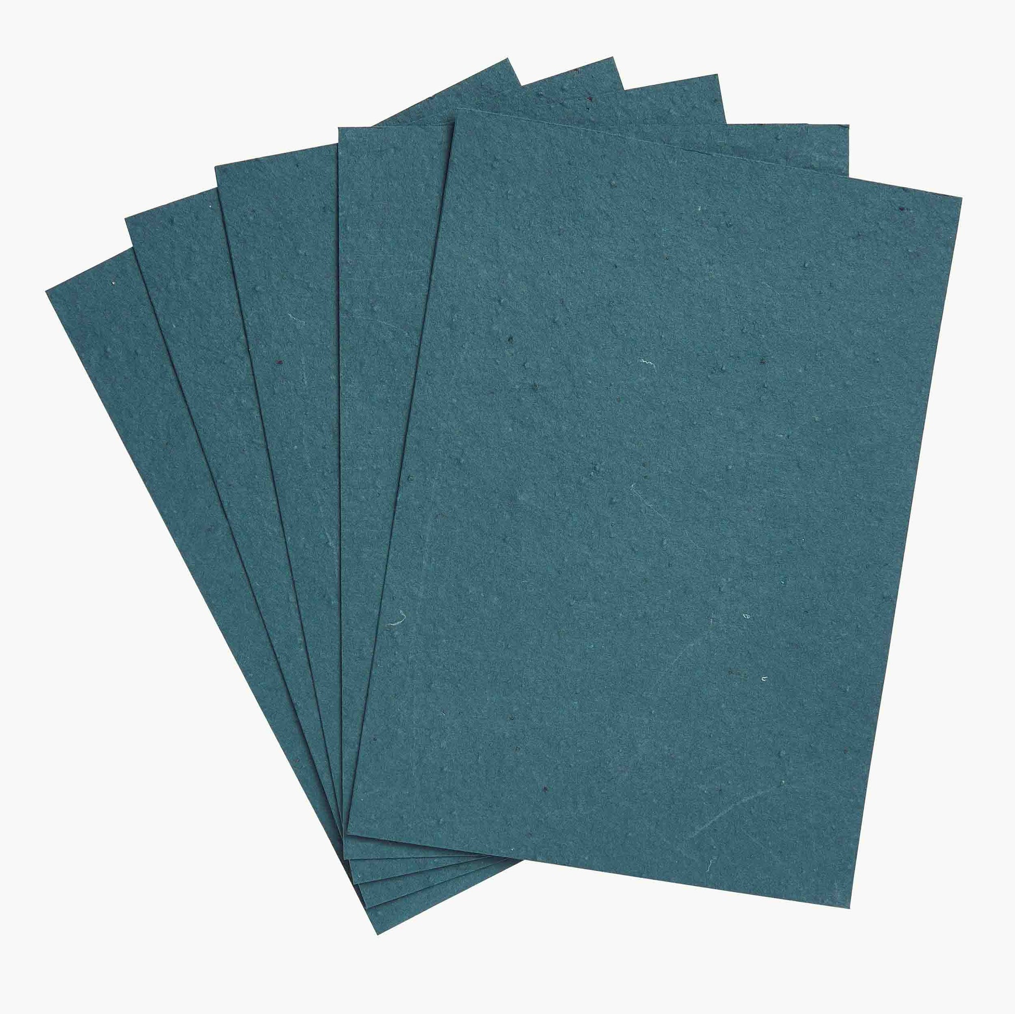 Eco-friendly handmade wildflower seed paper in a teal blue colour