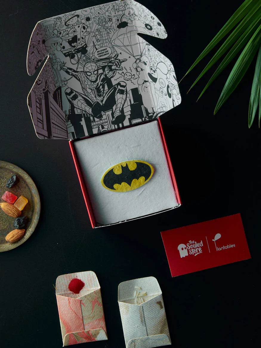 Batman Rice Paper Batman Plantable Seed Paper Rakhi | Sustainable | Handmade