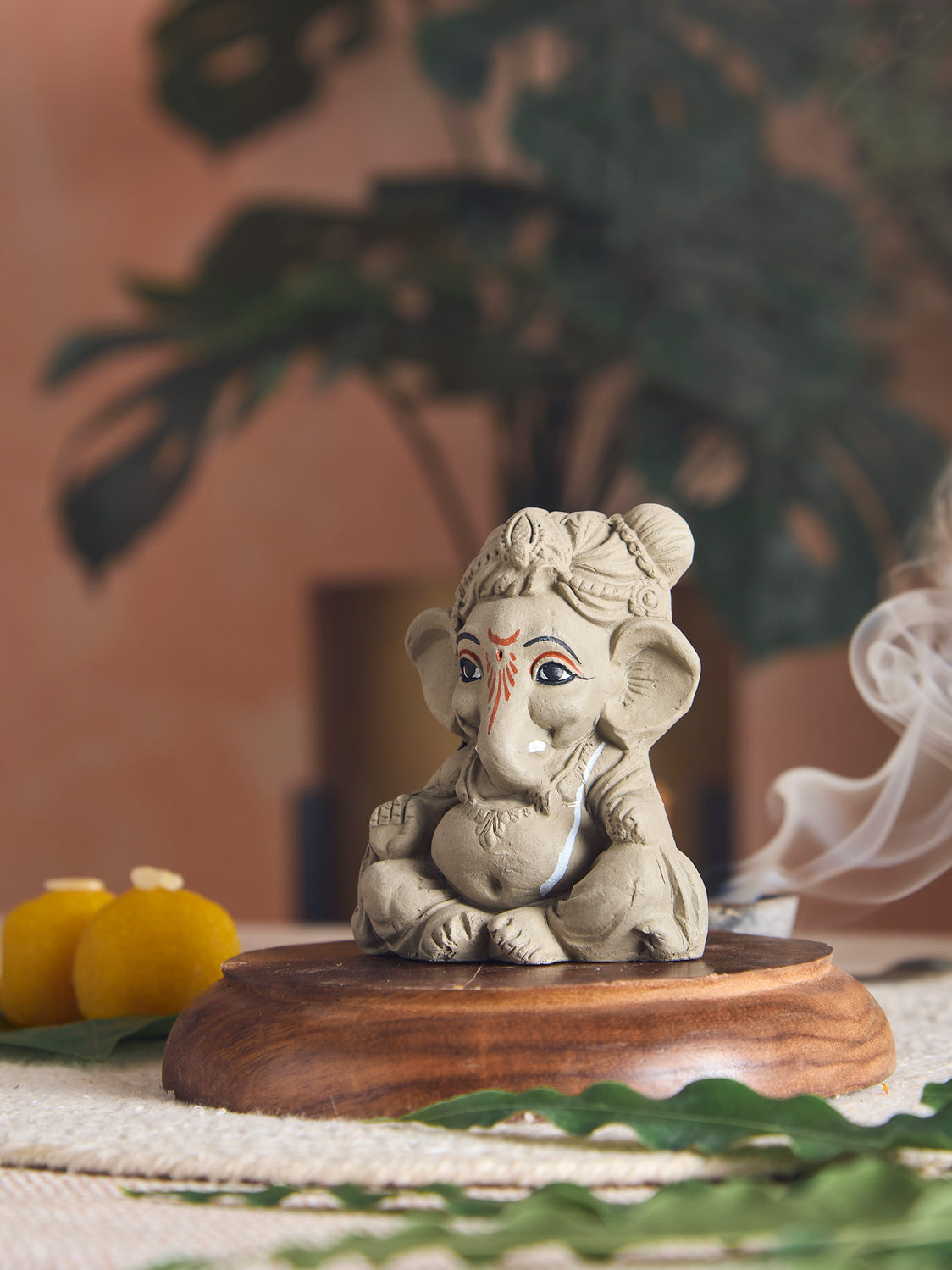 Sumukha: One with a Beautiful and Auspicious Face | Plantable Clay Ganesha | 3.7 inches