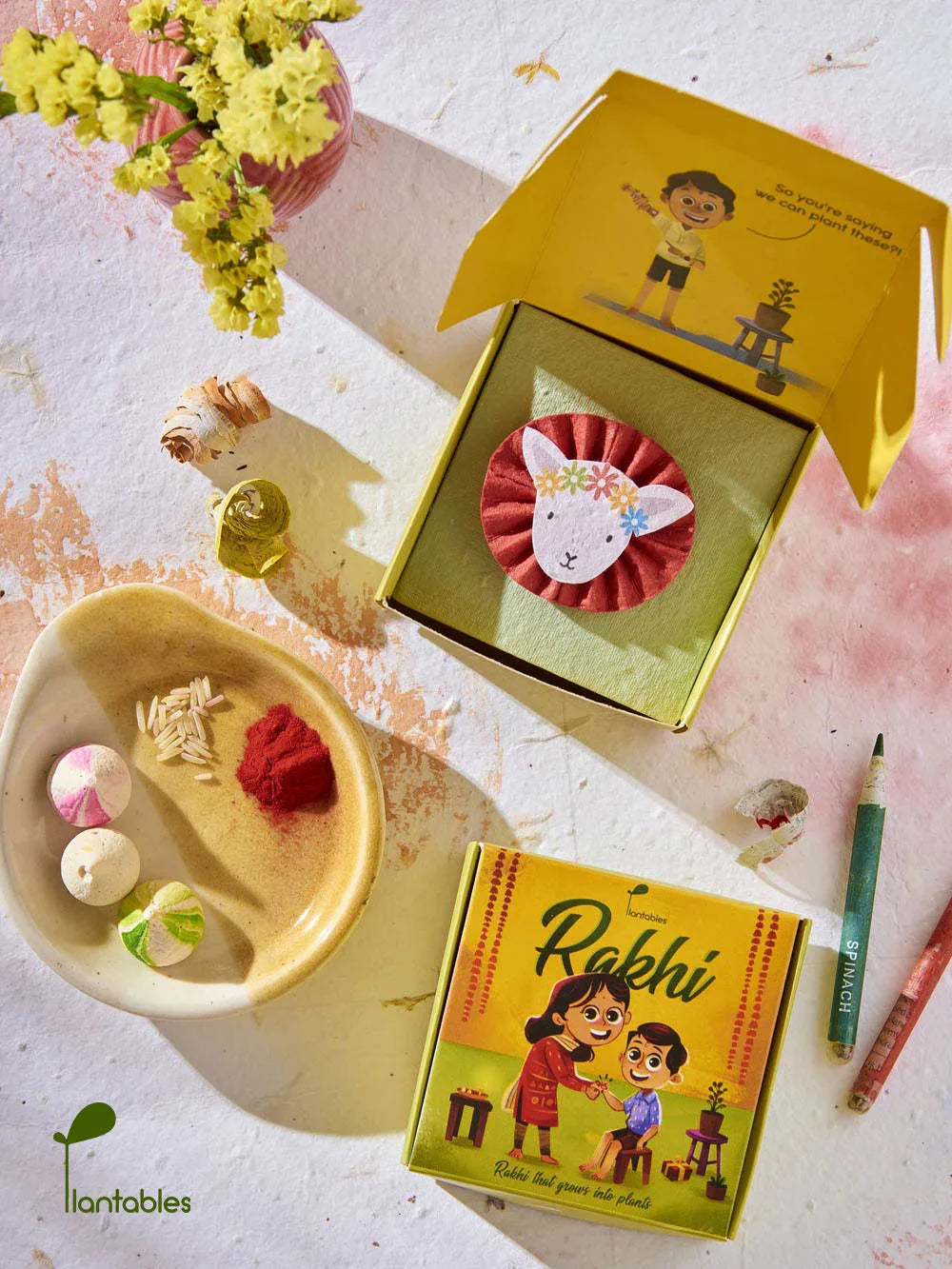 Lamb with a Floral Headgear Plantable Seed Paper Rakhi