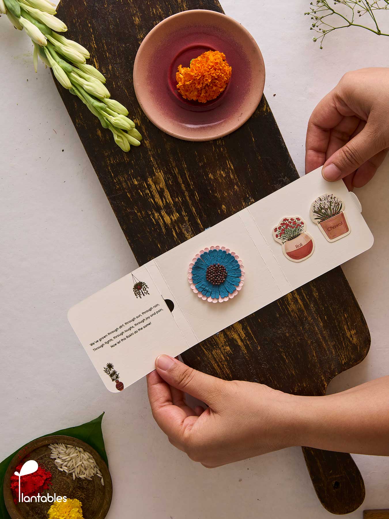 Frill Seeker Rakhi, frilled layered petal design in plantable seed paper