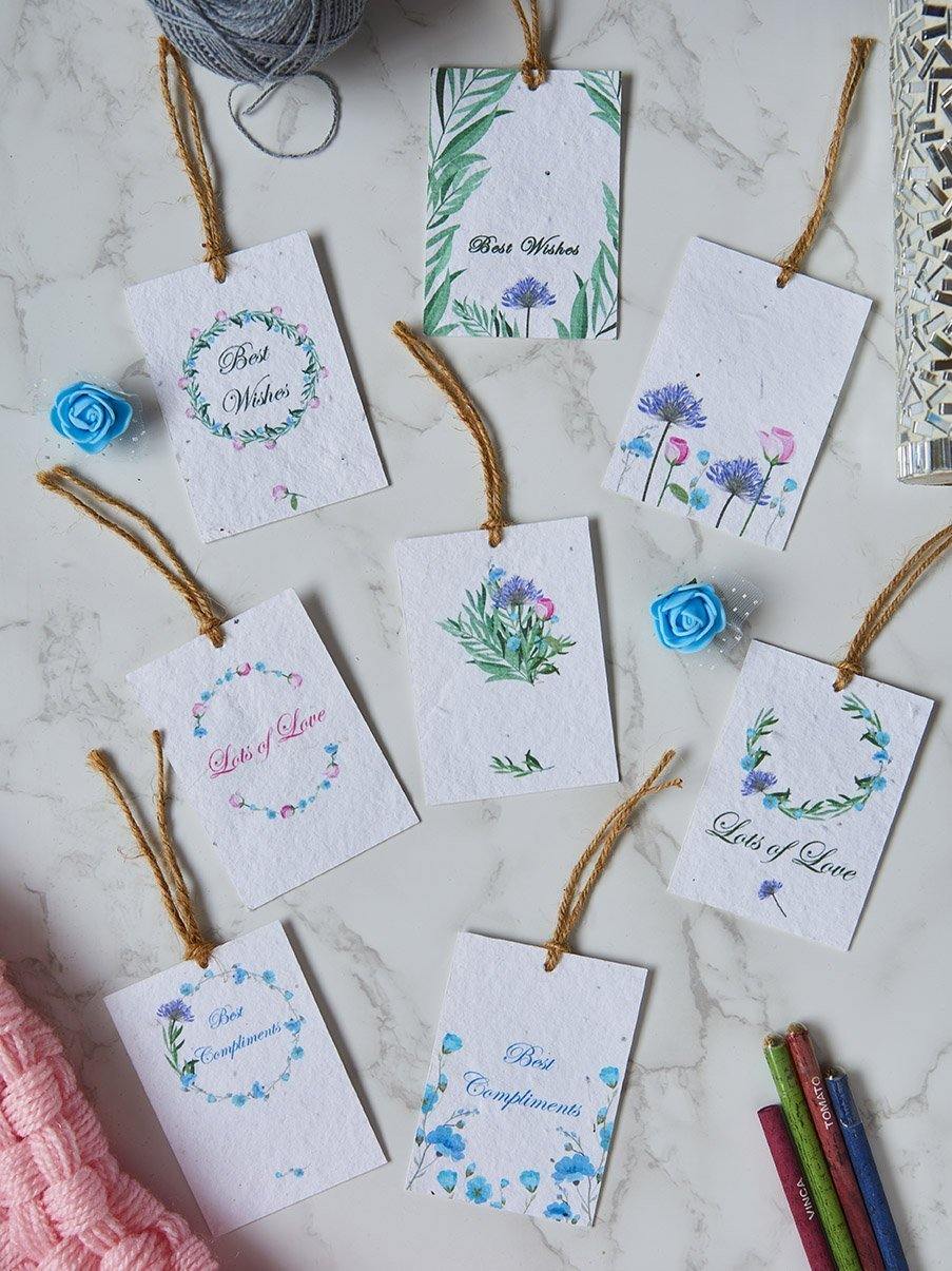 Set of ecofrienldy wild bloom gift tags